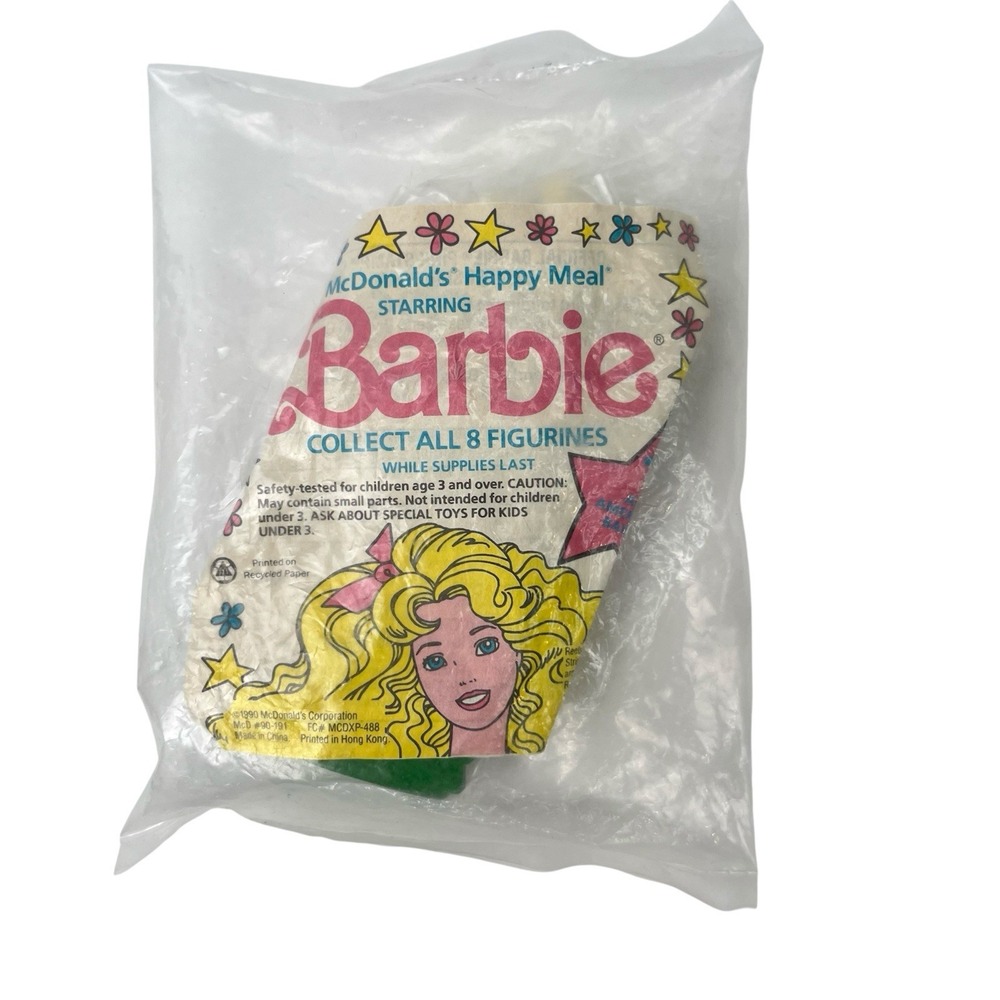 1990 All American Barbie Figurine McDonalds Happy Meal Toy #1 Sealed in‎ Bag New